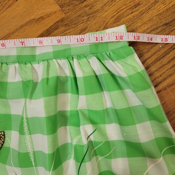 Vintage 1970s Miss Shaheen Green  Long Maxi Skirt with Butterfly Print Size 8 - Picture 13 of 16